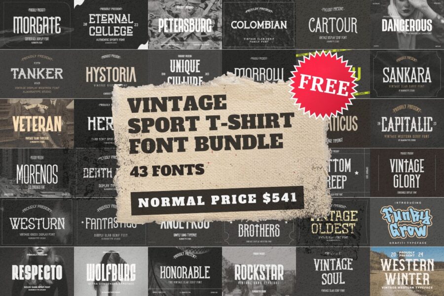 Vintage Sport T-Shirt Font Bundle